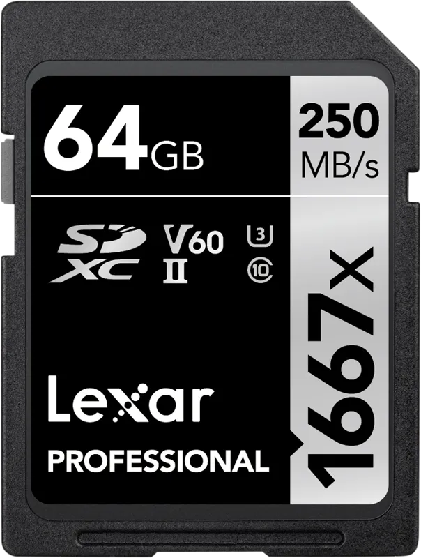 Lexar SDXC Pro 1667X UHS-II U3 R250/W120 (V60) 64GB