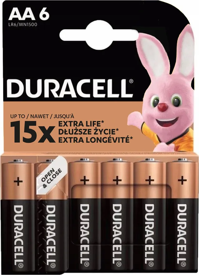 6x Alkaliczne Baterie Duracell LR6 / AA Basic