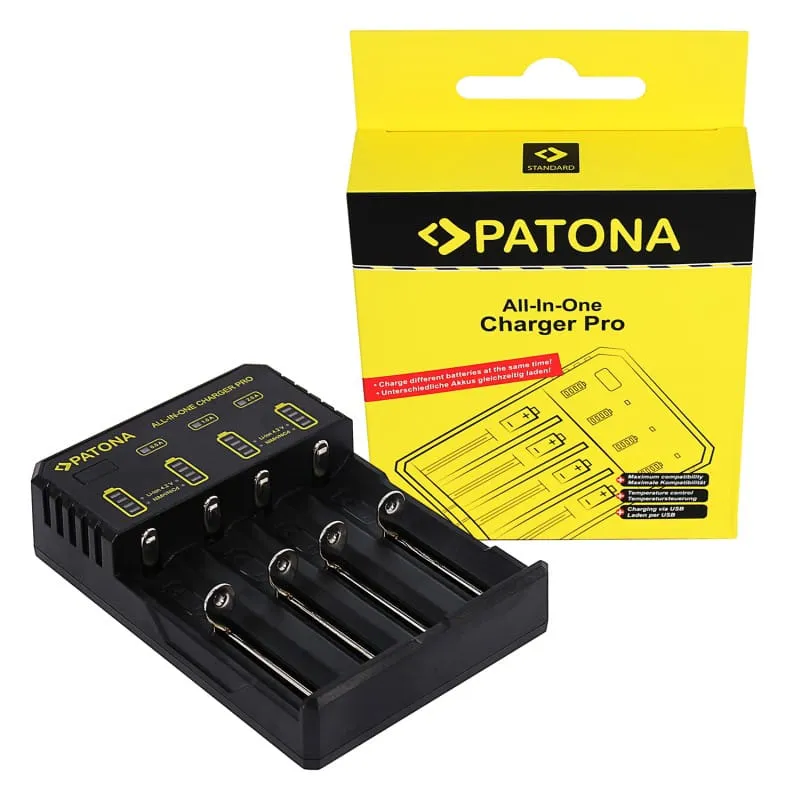 ładowarka PATONA All-In-One do baterii CR123A, 14500, 16340, 18650, 22650, 26650, AA / AAA