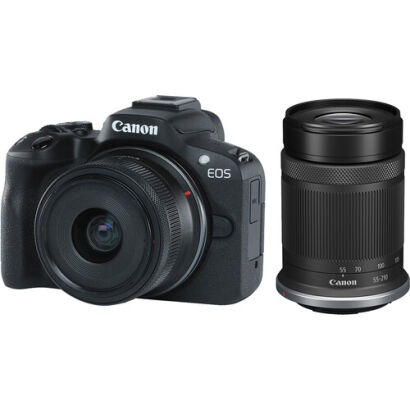 Canon EOS R50 + RF-S 18-45 mm IS STM + RF-S 55-210 mm IS STM czarny + voucher 400 zł na obiektyw RF !