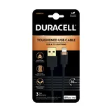 Kabel Duracell 0.3M Czarny Nylonowy USB-A / Lightning(iPhone)