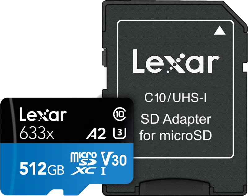 Lexar microSDXC 633x UHS-I/A2/U3/10 R100/W45MB (V30) 512GB