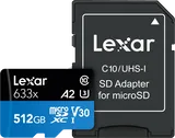 Lexar microSDXC 633x UHS-I/A2/U3/10 R100/W45MB (V30) 512GB