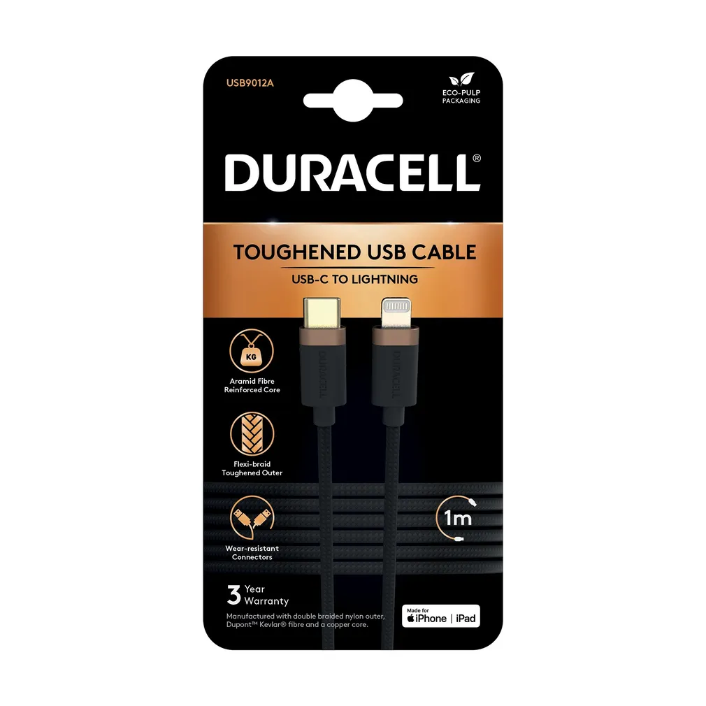 Kabel Duracell 1M Biały Nylonowy USB-C / Lightning(iPhone)
