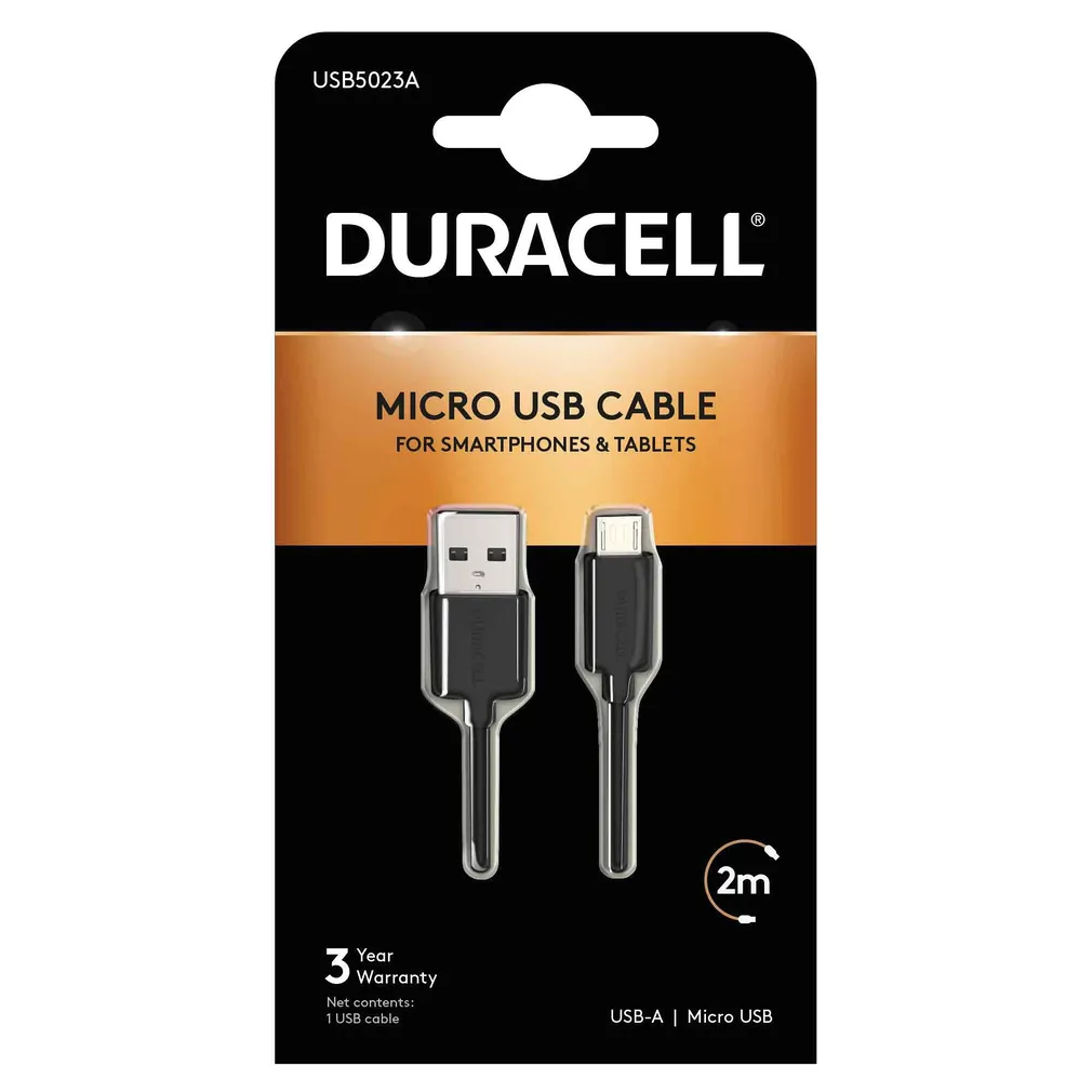 Kabel Duracell 2M Czarny USB-A / Micro-USB