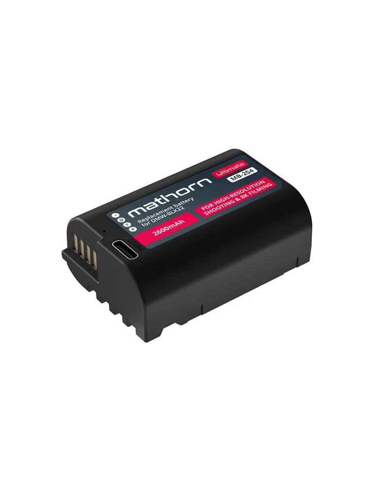 Bateria Mathorn MB-254 Ultimate 2600mAh USB-C zamiennik DMW-BLK22 + Kabel fotograficzny Mathorn MTC-201 za 1zł
