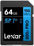 Lexar SDXC 800x Pro UHS-I cards, C10 (V30) U3, R150, 64GB