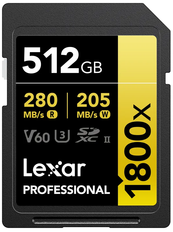 Lexar SDXC Pro 1800x U3 UHS-II R280/W210 (V60) 512GB