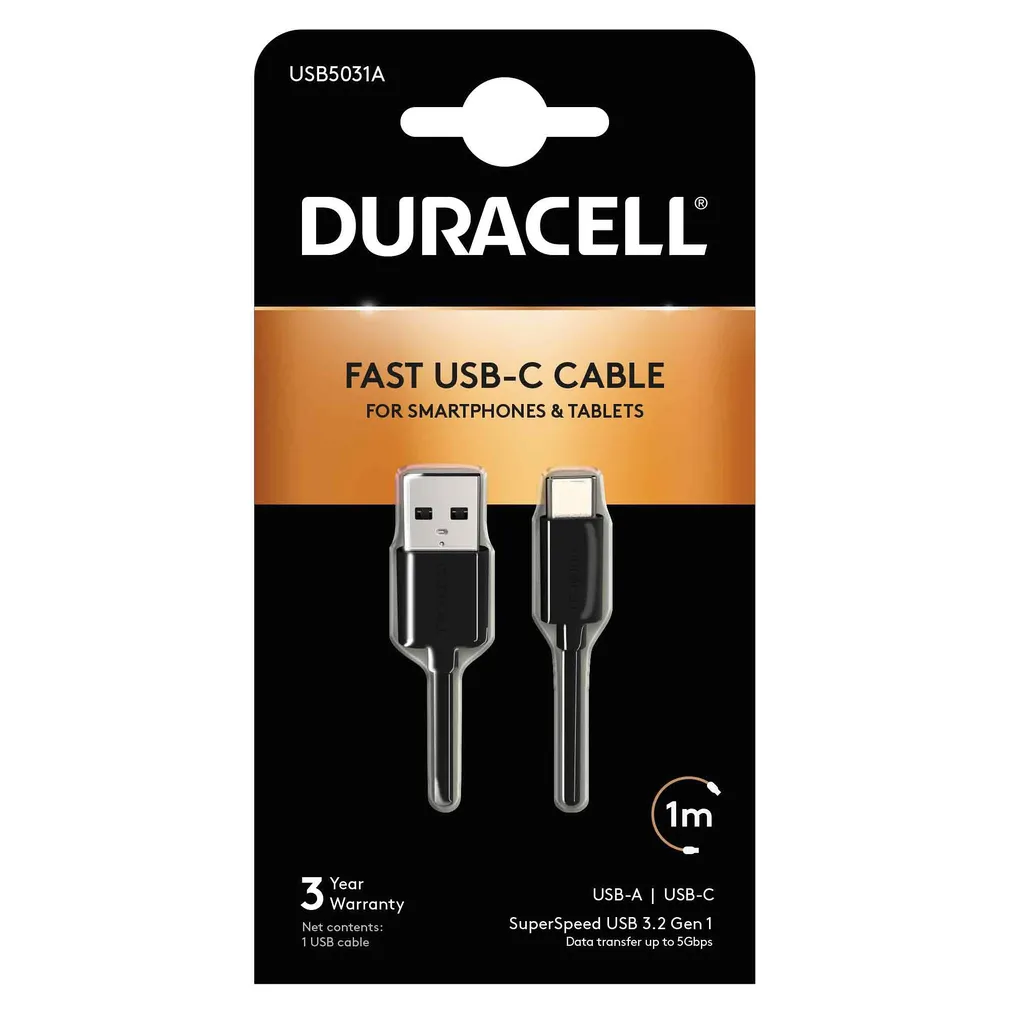 Kabel Duracell 1M Czarny USB-A / USB-C