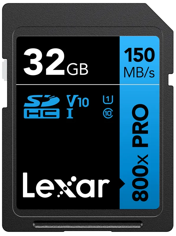 Lexar SDHC 800x Pro UHS-I cards, C10 (V10) U1, R150, 32GB