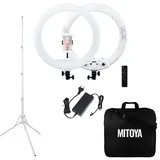 *ZESTAW* Lampa LED Ring MITOYA MTY-18C WHITE 45cm + statyw IBIS