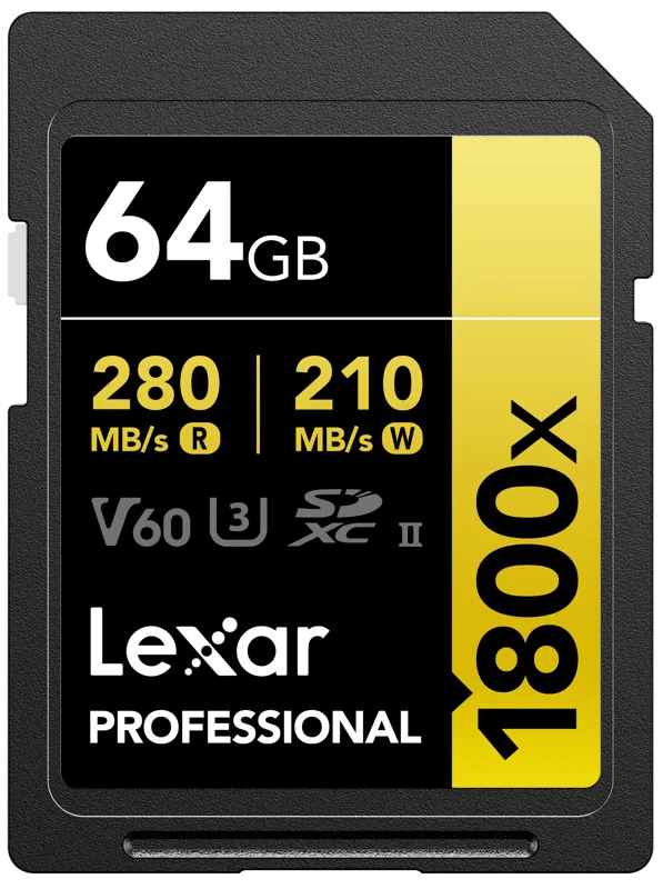 Lexar SDXC Pro 1800x U3 UHS-II R280/W210 (V60) 64GB