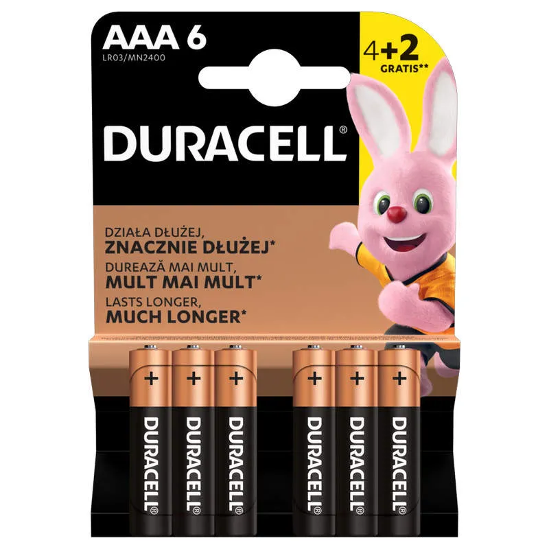 6x Bateria alkaliczna AAA (LR3) 1.5 V Duracell