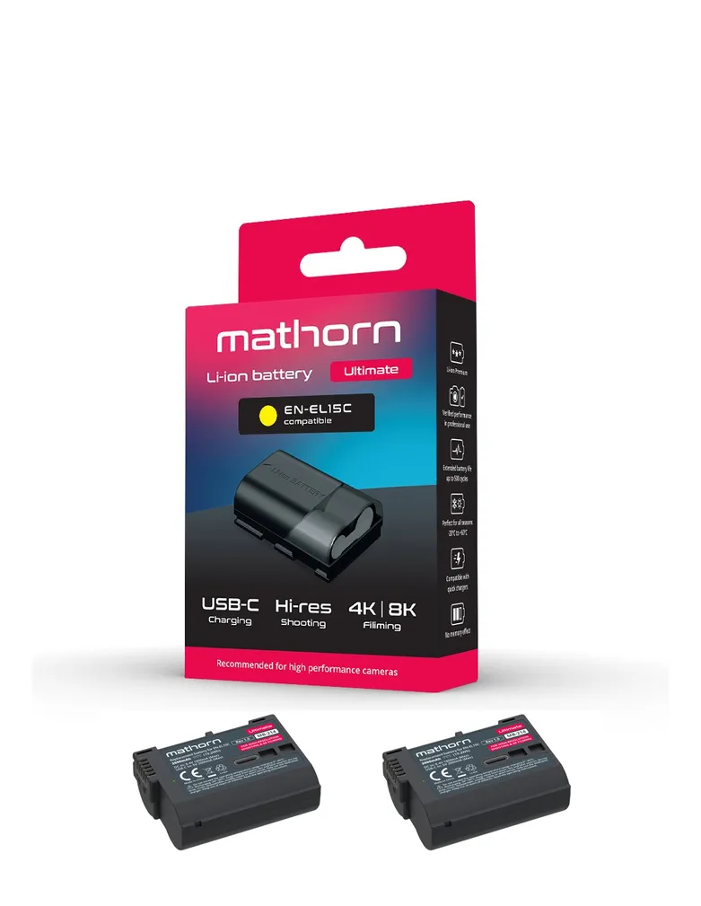 2X Bateria Mathorn MB-214 Ultimate 2600mAh USB-C zamiennik EN-EL15C + Ładowarka dwukanałowa Mathorn MBC-D210 za 1zł