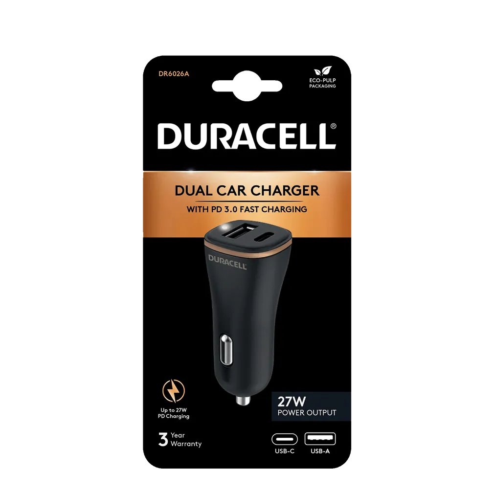 Ładowarka Samochodowa Duracell USB-A / USB-C 27W