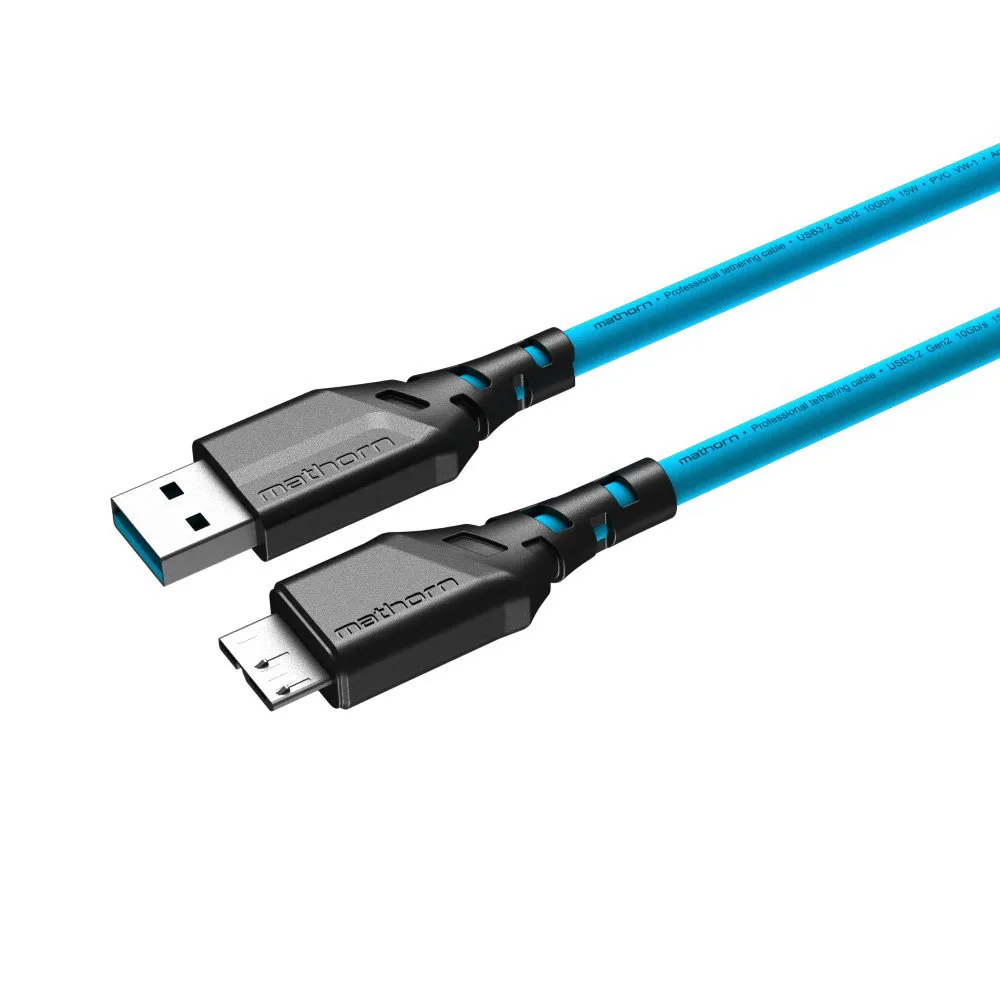 Kabel fotograficzny Mathorn MTC-520 5m 10Gbps USB A - MicroB ArcticBlue