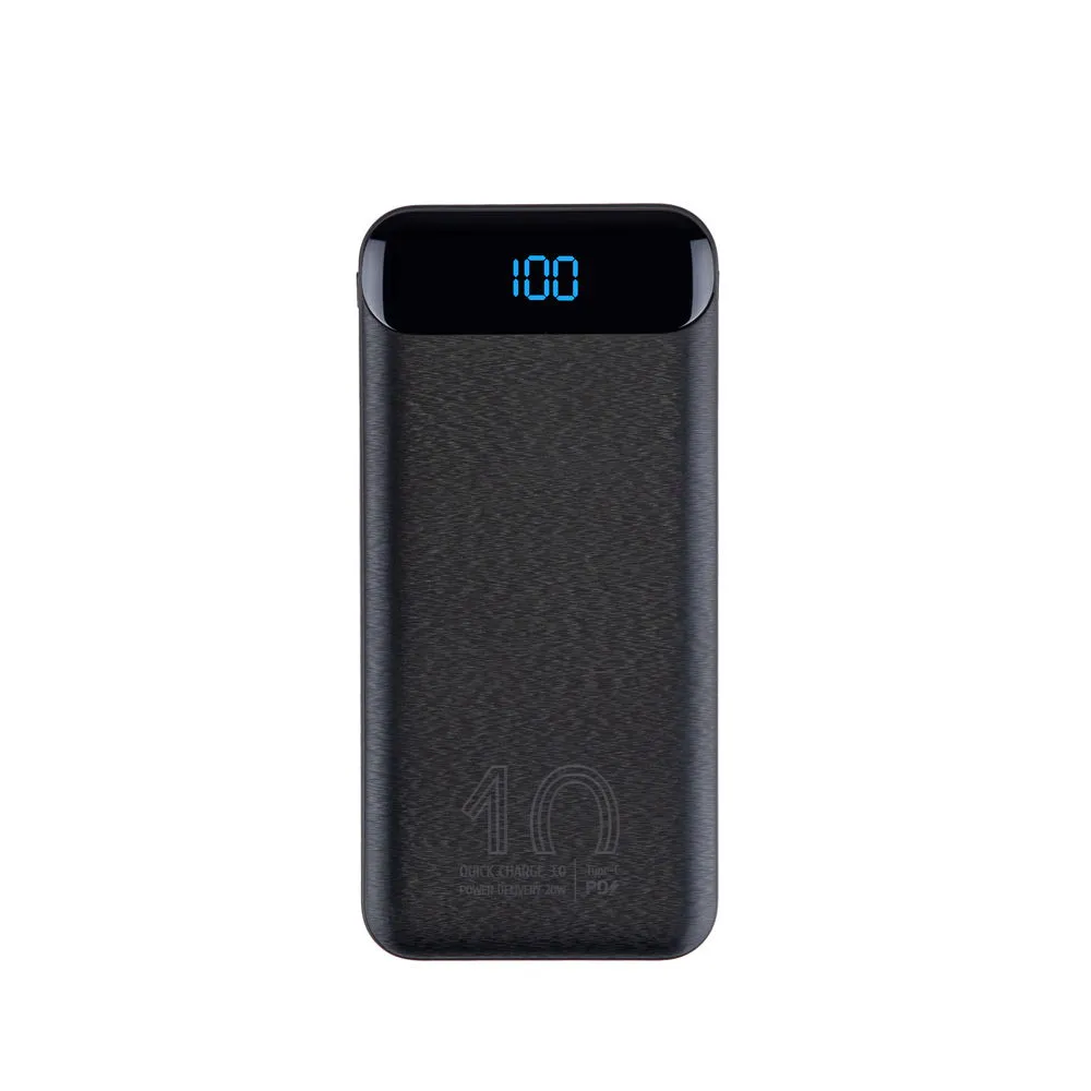 Powerbank RIVACASE RCVA2540 USB-C 20W + LCD 10000 mAh - Czarny