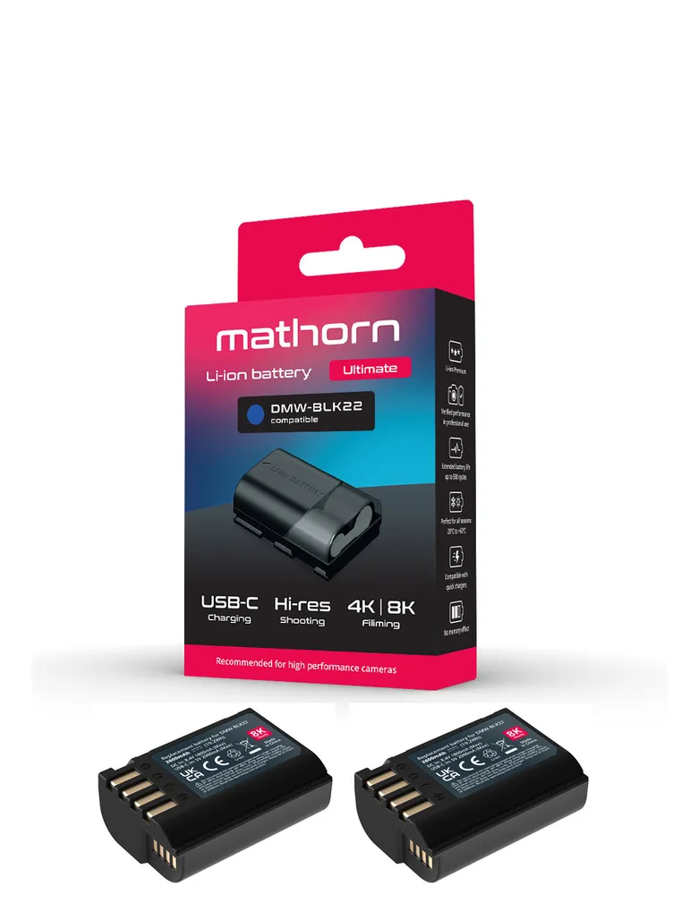 2X Bateria Mathorn MB-254 Ultimate 2600mAh USB-C zamiennik DMW-BLK22 + Ładowarka dwukanałowa Mathorn MBC-D250 za 1zł