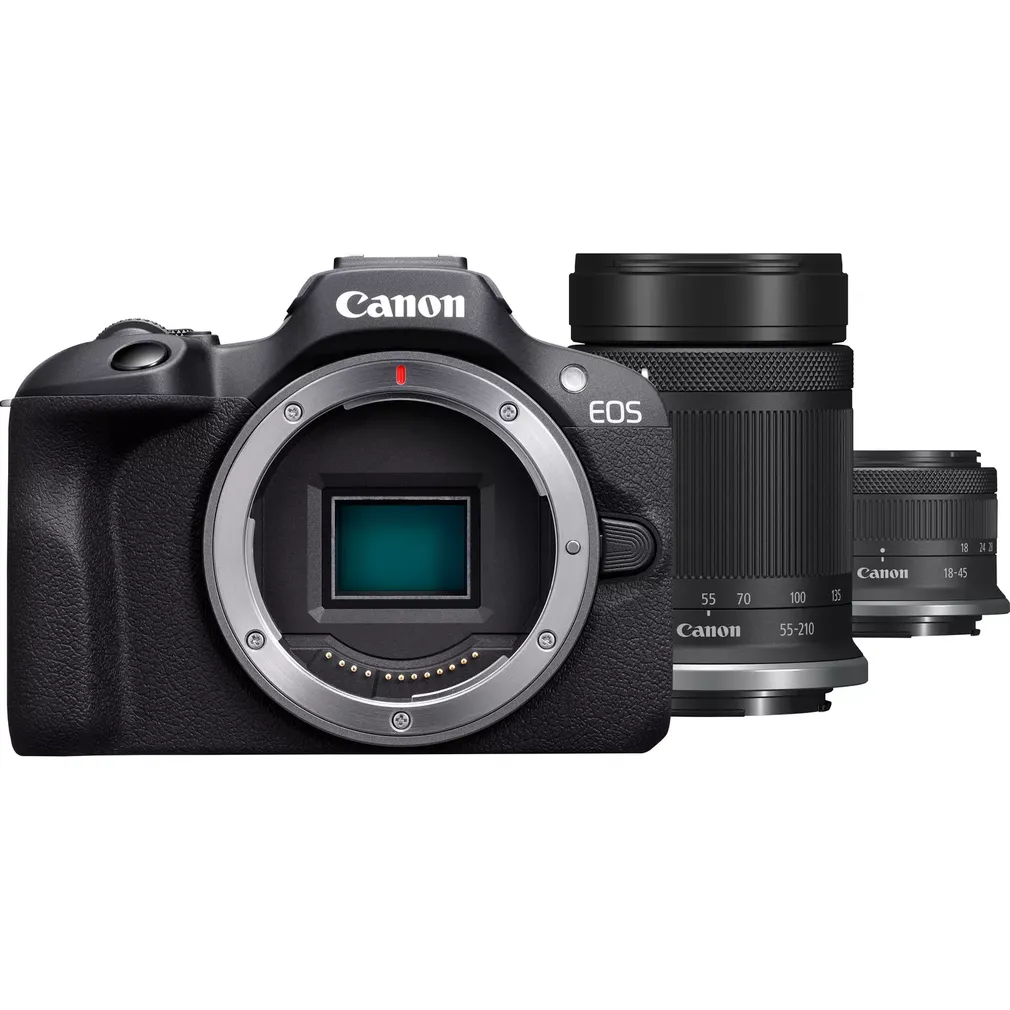 CANON EOS R100 + RF-S 18-45 mm IS STM + RF-S 55-210 mm IS STM +  karta SANDISK 128GB GRATIS | RATY 20x0%