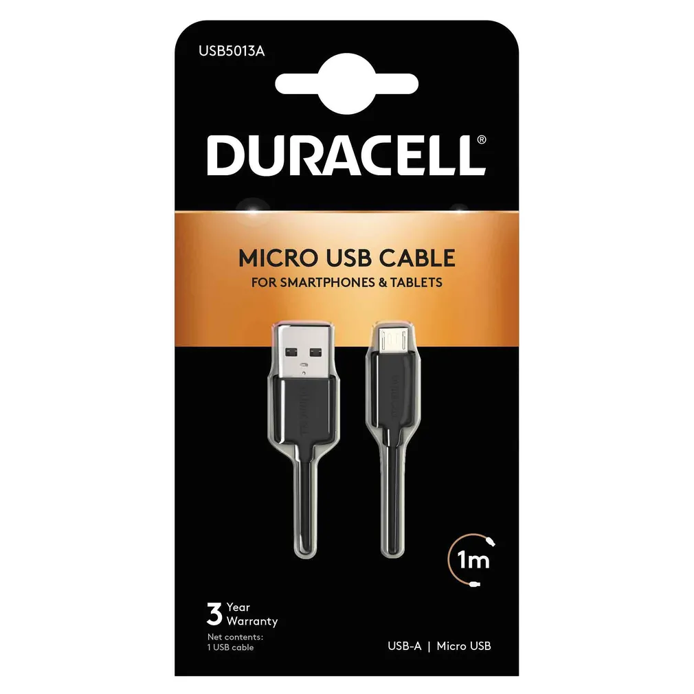 Kabel Duracell 1M Czarny USB-A / Micro-USB
