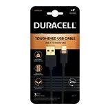 Kabel Duracell 2M Czarny Nylonowy USB-A / Micro-USB