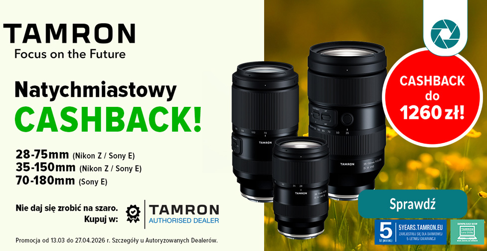 Natychmiastowy cashback na wybrane obiektywy Tamron