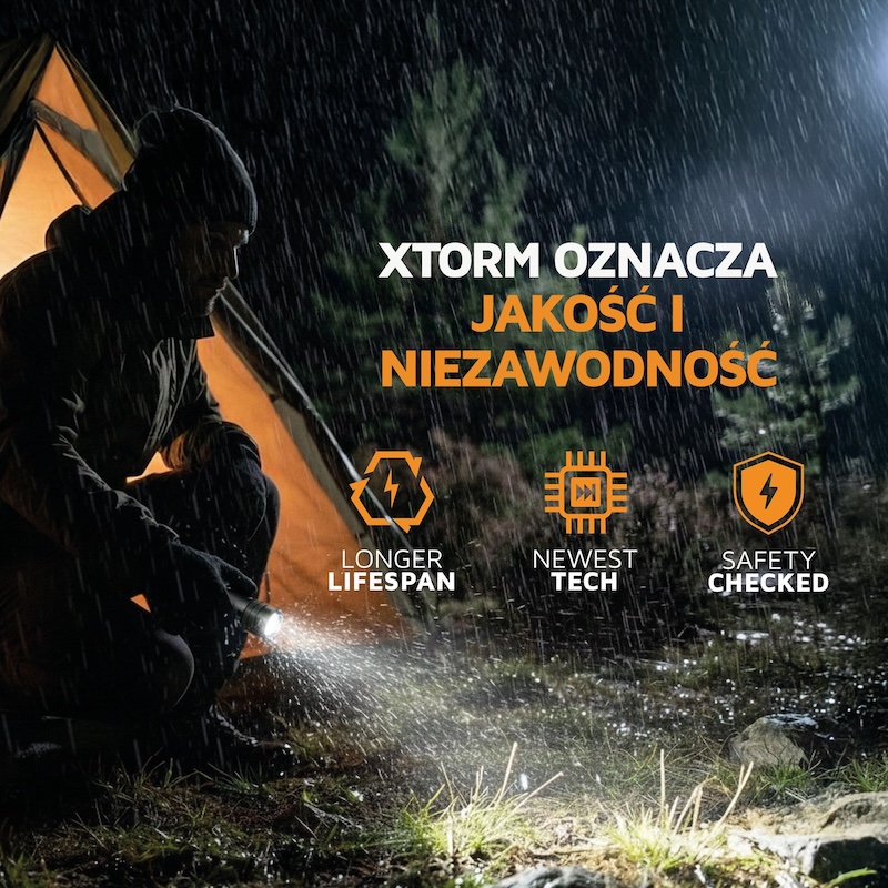 XTORM Powerbank Flashlight – odporność IP44 i aluminiowa obudowa