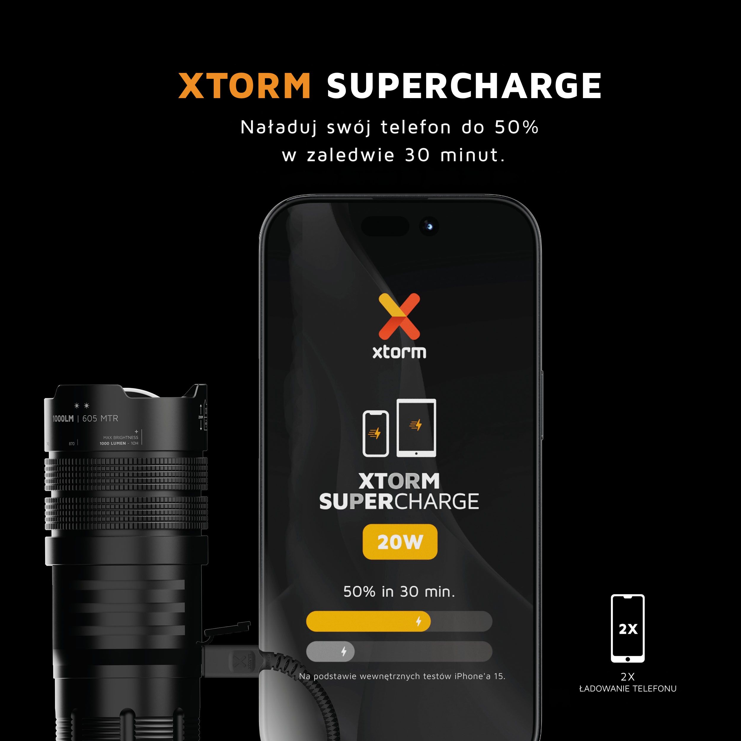 XTORM Powerbank Flashlight – szybkie ładowanie i wskaźnik LED
