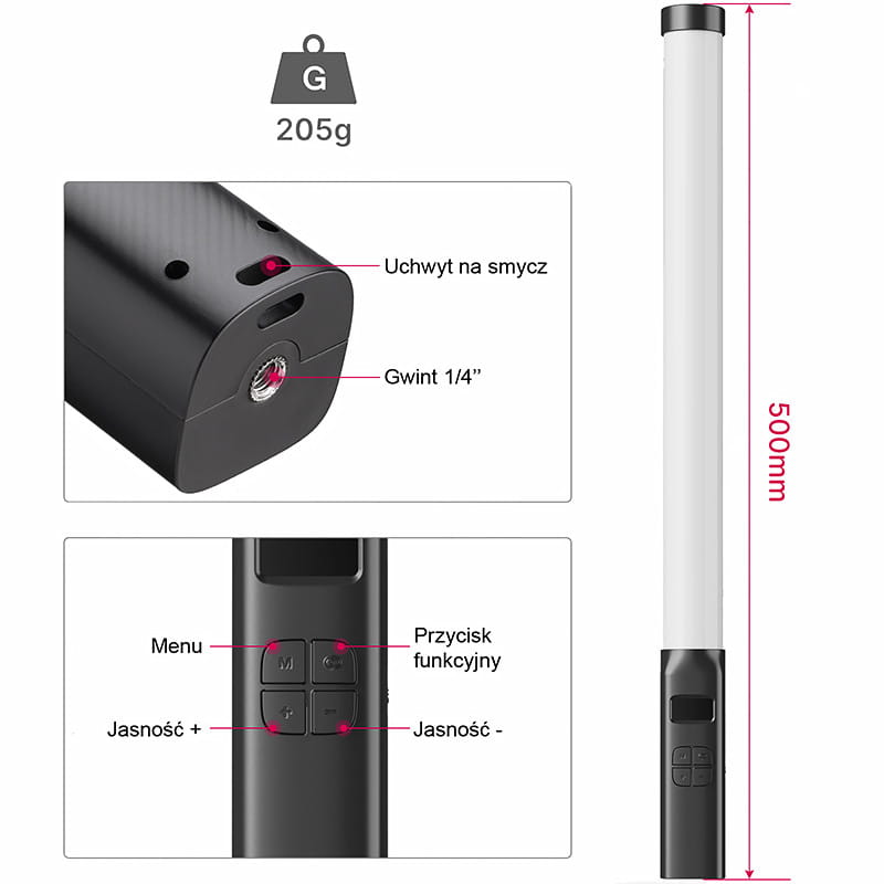Ulanzi VL119 regulacja temperatury barwowej 2500K 9000K